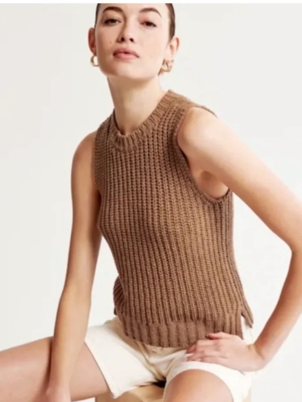 Abercrombie & Fitch Easy Shaker Sweater Tank Brown- Size Large